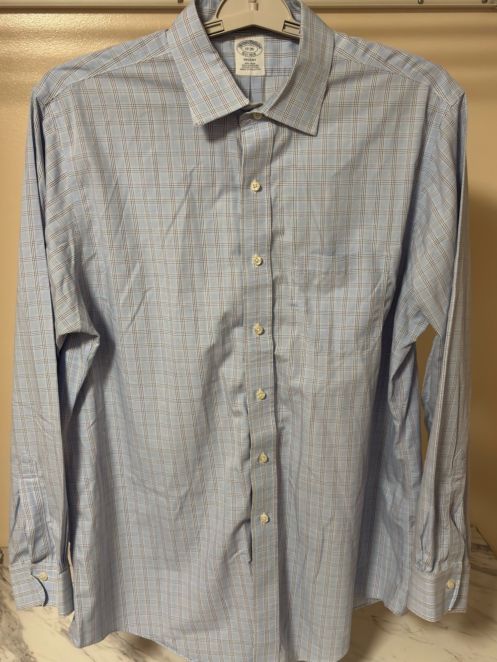 Brooks Brothers Light Blue Plaid Dress Shirt